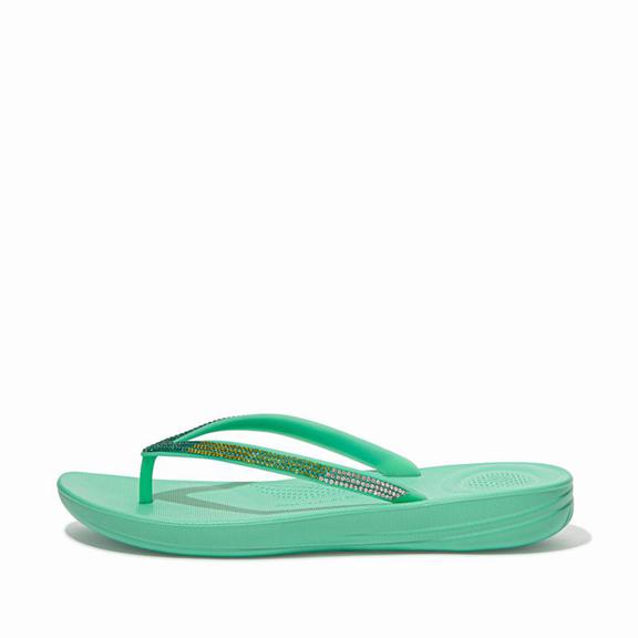 Fitflop Iqushion Rubber Bade-Zehentrenner Damen - Mintfarben Grün AT-910765